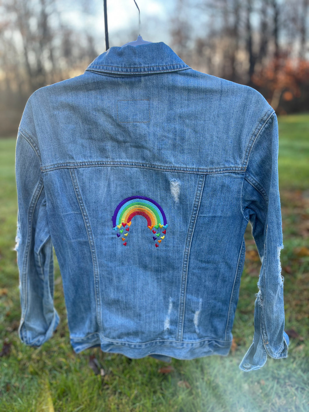 Hollister worn Denim Jacket Size XS Lighthouse Lane Crafts