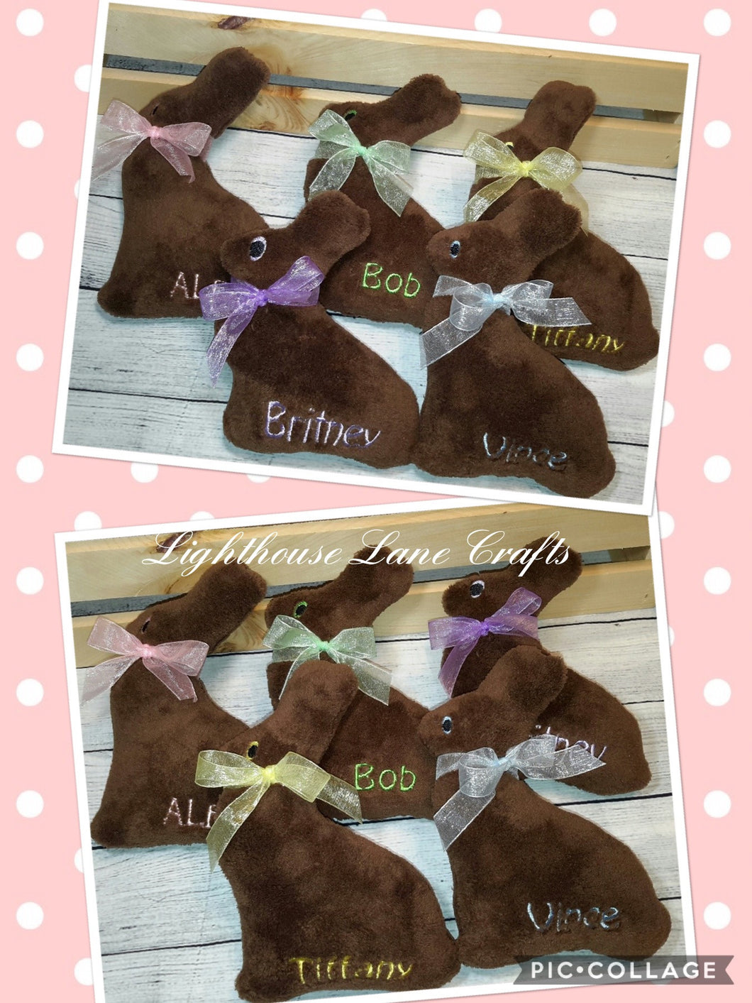 Handmade Personalized Plush Chocolate Bunny