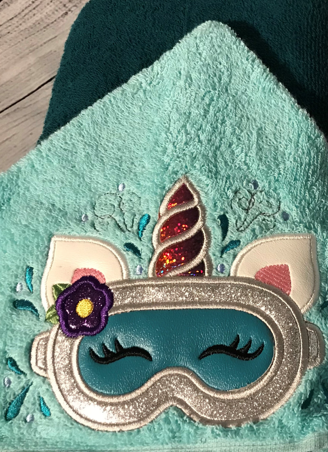 Unicorn With Goggles Hooded Towels