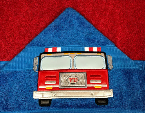 Fire Truck Hooded Towel
