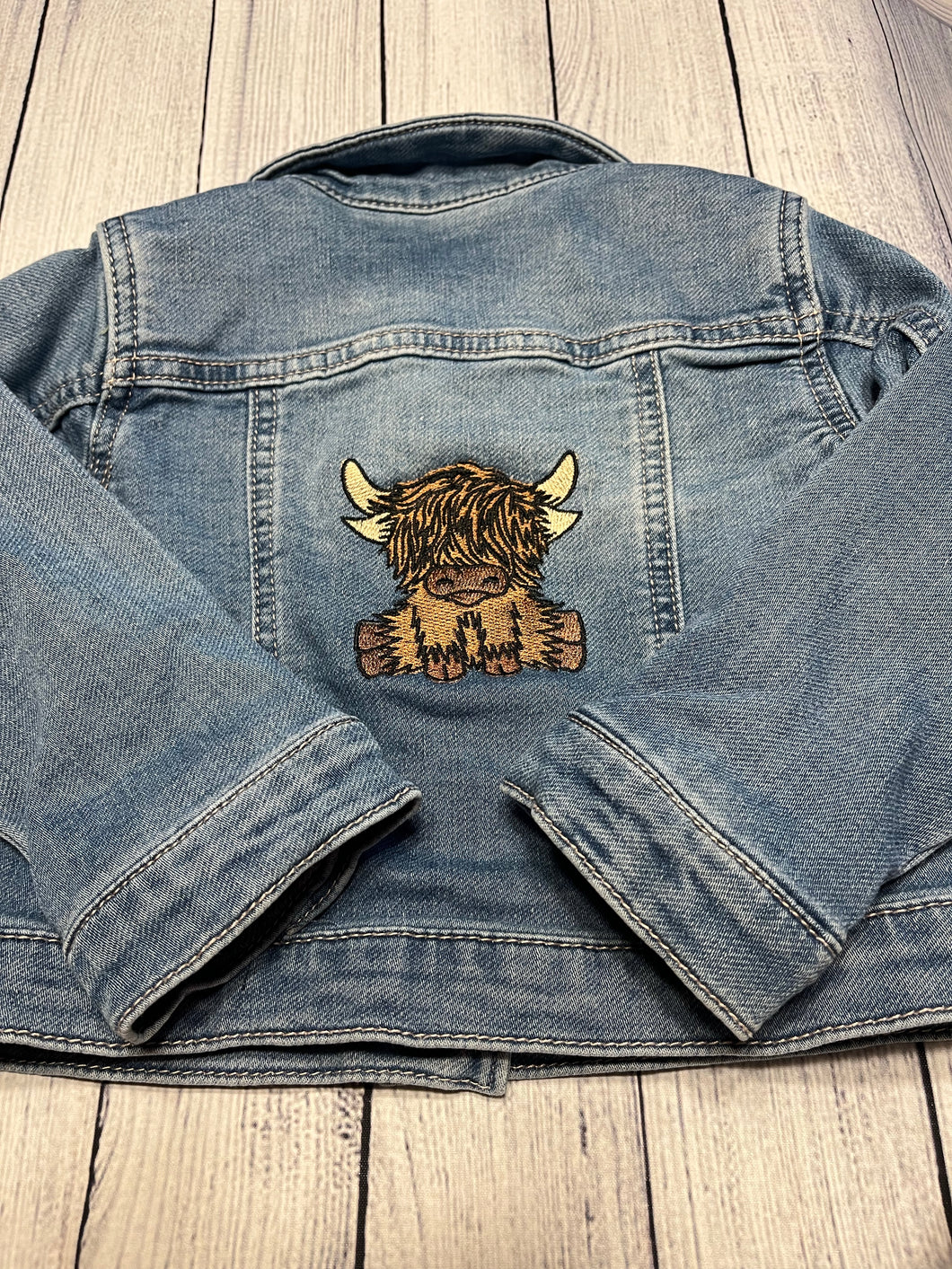 Up Cycle (18mos) Denim Jacket with Highland Cow
