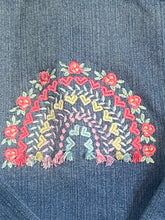 Up Cycled Denim Jacket Carter’s size 8 with Embroidered Rainbow