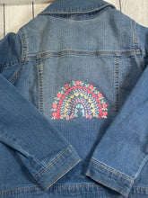 Up Cycled Denim Jacket Carter’s size 8 with Embroidered Rainbow