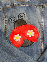 Ladybug Appliqué Up Cycled Denim Jacket (Ladies small)