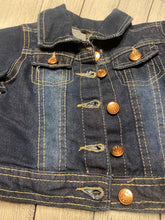 Flamingo on Girl 2T Up Cycled Bebe Jean Jacket