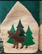 Bear or Moose in Forest Hooded Towel